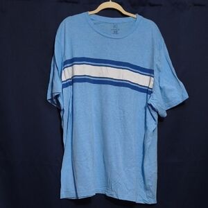 George Light Blue Men's Tee with White and Navy Stripes